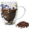 Dubbulon Tazza Doppia Parete da 350 Ml con Secco - Tazze da caffè in Vetro Isolante | Tazza in Vetro Doppio Strato con Lavorato Mano con Manico Antiscottatura per Bevande Calde O Fredde