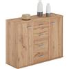 CARO-Möbel Credenza Jamie - Cassettiera con 2 ante e 4 cassetti in rovere Wotan