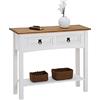 CARO-Möbel Dynamic24 Campo - Consolle Tavolino in Legno di Pino Massiccio, con 2 cassetti, 1 ripiano, Colore: Bianco/Marrone Laccato
