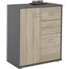 CARO-Möbel Cassettiera Highboard con 2 cassetti e 2 ante in rovere Sonoma