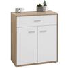 CARO-Möbel Cassettiera TOMMY in rovere Sonoma/bianco, credenza con 1 cassetto e 2 ante