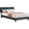 CARO-Möbel Letto imbottito CARIBO 120 x 200 cm, letto con ecopelle nera e illuminazione a LED, finta pelle, moderno, scandinavo, comodo letto imbottito
