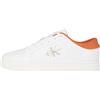 Calvin Klein Uomo Sneakers con Suola Preformata Pelle, Multicolore (Bright White/Apricot Orange), 45