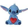 Simba - Disney Plush Originale Stitch con il cuore, 6315876995X06, +0 mesi, 25 cm, licenza ufficiale Disney, cuore rosso