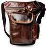 Le'aokuu Borsa Uomo in Vera Pelle Messenger Moto Tattica Hip Bum Marsupio Marsupio con Gamba a Goccia 3106 (3106 B Caffè)