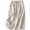 FGVFCS Gonne in lino di cotone da donna gonne da spiaggia estive una linea fluida casual con coulisse a vita alta button down midi con tasche spacco abiti casual eleganti abito lungo linea ad A
