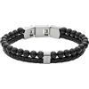 Fossil Bracciale Da Uomo, Lunghezza Interna: 180 mm + 15 mm Nero E Argento Bracciale In Acciaio Inossidabile, JF02763040
