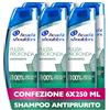 Head&Shoulders Head & Shoulders Shampoo Antiforfora Pulizia Profonda Antiprurito Con Menta Piperita No Siliconi 250ml x6