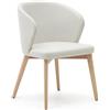 La Forma Sedia Darice in ciniglia beige e legno di faggio massiccio con finitura naturale FSC 100%