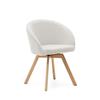 La Forma Sedia girevole Marvin in ciniglia beige e gambe di legno massiccio di faggio con finitura naturale