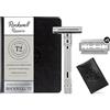 ROCKWELL RAZORS Rockwell T2 | Rasoio di sicurezza a doppio bordo (TTO) | Full Metal | Include 5 lame in acciaio inossidabile completamente riciclabili (cromo bianco)