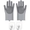 NYGGTYK 1 Paio di Guanti per La Pulizia, 2 Pezzi di Ganci Trasparenti, Guanti da Massaggio da Bagno per Animali Domestici, Guanti in Silicone Grigio, Pulizia di Gatti E Cani E Guanti Igienici.