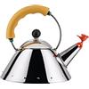 Alessi Kettle 9093/1 Y - Bollitore di Design, Adatto a Cottura ad Induzione, Fondo in Acciaio Inossidabile Lucido 18/10 con Manico e Fischietto a Uccellino in PA, Giallo, 100cl