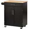 HOMCOM Carrello da Cucina con Armadietto 2 Ante e Cassetto, Ruote e Barra Laterale, 83x45x91.5 cm, Nero | Aosom Italy