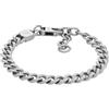 Fossil Bracciale da uomo in acciaio inossidabile con chiusura a moschettone, tonalità argento, Grigio chiaro