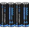 CITYORK AA Batterie Ricaricabili 3000mWh, 1,5 V AA ricaricabili Litio (confezione da 4)