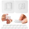 Your Day Mate Ganci Adesivi Trasparenti, 16 coppi, 60 x 60 mm, Gancio multiuso per aderire a porte e pareti in bagni, cucine, garage, decorazioni, portasciugamani autoadesivo, Ganci adesivi parete, gancio fissaggio