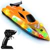 Weslery Barca a telecomando, 2.4GHz barca elettrica alta velocità elettrica con 2 batterie ricaricabili barca per navi elettriche wireless led leggera per bambini adulti all'aperto piscina (Yellow)