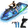 OBEST 2.4GHz Motoscafo Radiocomandata, Barca Telecomandata,Con luci a LED e bambole di simulazione, 2 batterie, Giocattoli per adulti/bambini adatti per piscine e laghi