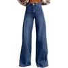 Generico Pantaloni Vita Alta Donna Balloon Jeans Y2k Eleganti Fit Strappati Gamba Dritta Larghi Wide Leg Taglie Forti Curvy Baggy Pants Jeans Donna Elasticizzati Push Up 2025 Baggy Jeggings Blu Scuro M