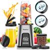Rawhui Frullatore Elettrico 800W, Portatile Blender per Smoothie, Mini Frullatori da Tavolo con 6 Lame in Acciaio Inox, Mixer Cucina con 2 Bottiglie da 600ml e 2 Coperchi da Viaggio, Senza BPA