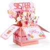 Gosknor Divertente Biglietto Auguri Compleanno Pop Up, Biglietto Compleanno 3D con Busta Unico per Sorella e Sorelle Più Piccole Decorazione per Feste Ricordo