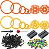 CiShow 30 Pz Dart Anelli di Pratica, Diametro Interno 15/20/30/50/65mm, Feltro Dart Anelli di Allenamento, Kit Anelli di Pratica, 50 Punte Softdart Nere, 50 Pins Colorati, 2 Dart Sharping Stones