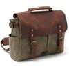 KEREITH mens portatile borsa ufficio valigetta impermeabile tela cuoio college borsa corrispondono a 15.6inch, verde militare
