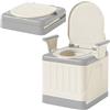 Morlinca Sedia WC per Anziani, Gabinetto Portatile Adulti, WC Portatile con Bracciolo e Schienale, Pieghevole Sedia Doccia per Anziani, Disabili, Donne Incinte (gray)