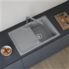 evineo line 100 lavello da cucina con ripiano laterale La: 78 P: 50 mm, reversibile, FOD100SGR, line 100 grigio [Lavelli da Cucina > per Base Sottolavello a partire da 45 cm]