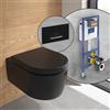 Villeroy & Boch Embrace WC sospeso, SET completo, con elemento incasso e placca di azionamento ViConnect 300G, 5C24R0R7+922160RB#SET, Embrace nero opaco [WC > WC con Elementi Incasso]