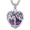 EUDORA Harmony Ball Cuore Albero Della Vita Amethyst Collana per Donne Rame Placcato in Argento, Dea Materno Ciondolo di Cristallo Doni di Meditazione Yoga per Donne Madri Mamma Moglie, 20 +2