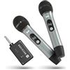 ECHOMUSSY Microfono Wireless, Microfono con Connessione Chip Uno a Uno, Durata 40 Ore, Ricezione a Distanza di 200 Piedi, Microfono a Tubo Semi-Metallico Per Canto, Registrazione Video, Feste a Casa (Nero)