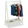 Relaxdays Appendiabiti per Bambini, Stand Guardaroba a Giorno per la Cameretta, MDF e Legno, HLP 99x64,5x42,5 cm, Bianco, Fibra