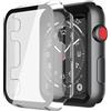 Misxi [2 Pezzi Cover Con Vetro Temperato per Apple Watch Serie 3 Serie 2 38mm, Custodia Rigida Protezione Totale Ultra Sottile HD Clear Pellicola Protettiva per iWatch, 1 Nero+1 Trasparente
