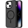 Mixroom - Cover Custodia Bumper Opaco per iPhone 15 Plus Compatibile con MagSafe Accessori Cerchio Magnetico Integrato Retro Semitrasparente Bordo Morbido in TPU Silicone Nero