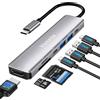 Vonxite Hub USB-C, 7 in 1 Adattatore USB-C a HDMI 4K, PD 100W, Lettore di Schede SD/TF, USB 3.0 e 2.0, Porta Dati USB-C, Hub Multiporta usb-c Compatibile con iPhone 15/16/MacBook Pro, MacBook Air/Dell XPS