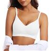 OEAK Reggiseno Senza Ferretto Push Up Senza Cuciture Con Imbottitura Rimovibile, Spalline Regolabili, Bralette Donna Morbido Comodo, Bianco, XXL