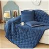 Surwin Coperta Cuscino 2 in 1, Tinta Unita Flanella Coperta da Viaggio Morbida e Accogliente, Trapunta Leggera per Divano Letto Divano, Camera da Letto (Blu,100x150cm)