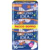 Lines Idea Ultra Notte Assorbenti Con Ali Pacco Doppio 16 Pezzi