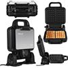 ZEEGMA GOFREE CHEF Macchina per Waffel Potenza Elevata 1200 W Per Waffel belgi, Doppio Rivestimento Antiaderente, Regolazione Temperatura, Spia Pronto all'Uso, Waffel Spessi Piastre profonde
