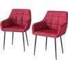 Eccellensedie Set di 2 sedie da cucina moderne, comode e confortevoli, in velluto con braccioli e piedini in metallo (2, rosso)