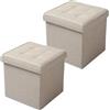 WOLTU Sedia a Cubo Pouf Sgabello Pieghevole Cassapanca Contenitore Poggiapiedi in MDF Oxford Lino Beige 2 Pz