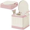 Morlinca Sedia WC per Anziani, Gabinetto Portatile Adulti, WC Portatile con Bracciolo e Schienale, Pieghevole Sedia Doccia per Anziani, Disabili, Donne Incinte (pink)