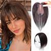 RUNRAYAY Real Human Hair toppers, 360 ° 3D Copertura topper per capelli umani per donne con perdita di capelli diradati con scoppi di otto caratteri, stile marrone scuro 1