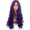 MapofBeauty 28 Pollice/70 cm Lungo Wavy Middle Part Sintetico fibra Ricci Capelli Sostituzione Party Cosplay Quotidiano Parrucche (Scuro Viola)