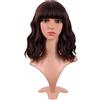 MapofBeauty 14 Pollice Corto Wavy Bob Parrucche Ricci,Scuro Marrone