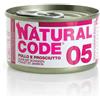 Natural Code acqua di cottura 85 gr 05 - Pollo e Prosciutto - confezione da 24 pezzi - Cibo umido per gatti - 1° ORDINE? 20% di sconto SU BRAND ESCLUSIVI, codice BZR20