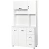 DecHome Credenza da Cucina Moderna con Cassetti, Armadietti e Ripiani Aperti 100x39.5x183.5 cm colore Bianco - A63242AO10