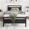 HOJINLINERO Telaio letto 90 x 200 cm, in metallo legno, letto singolo in metallo, con rete a doghe, letto per ragazzi 90 x 200 cm, con spazio di archiviazione, letto per bambini, colore: